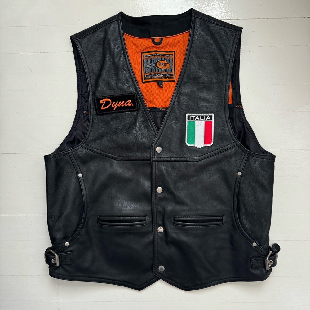 ITALIA LEATHER CUT Biker Jacket with patches (see description)